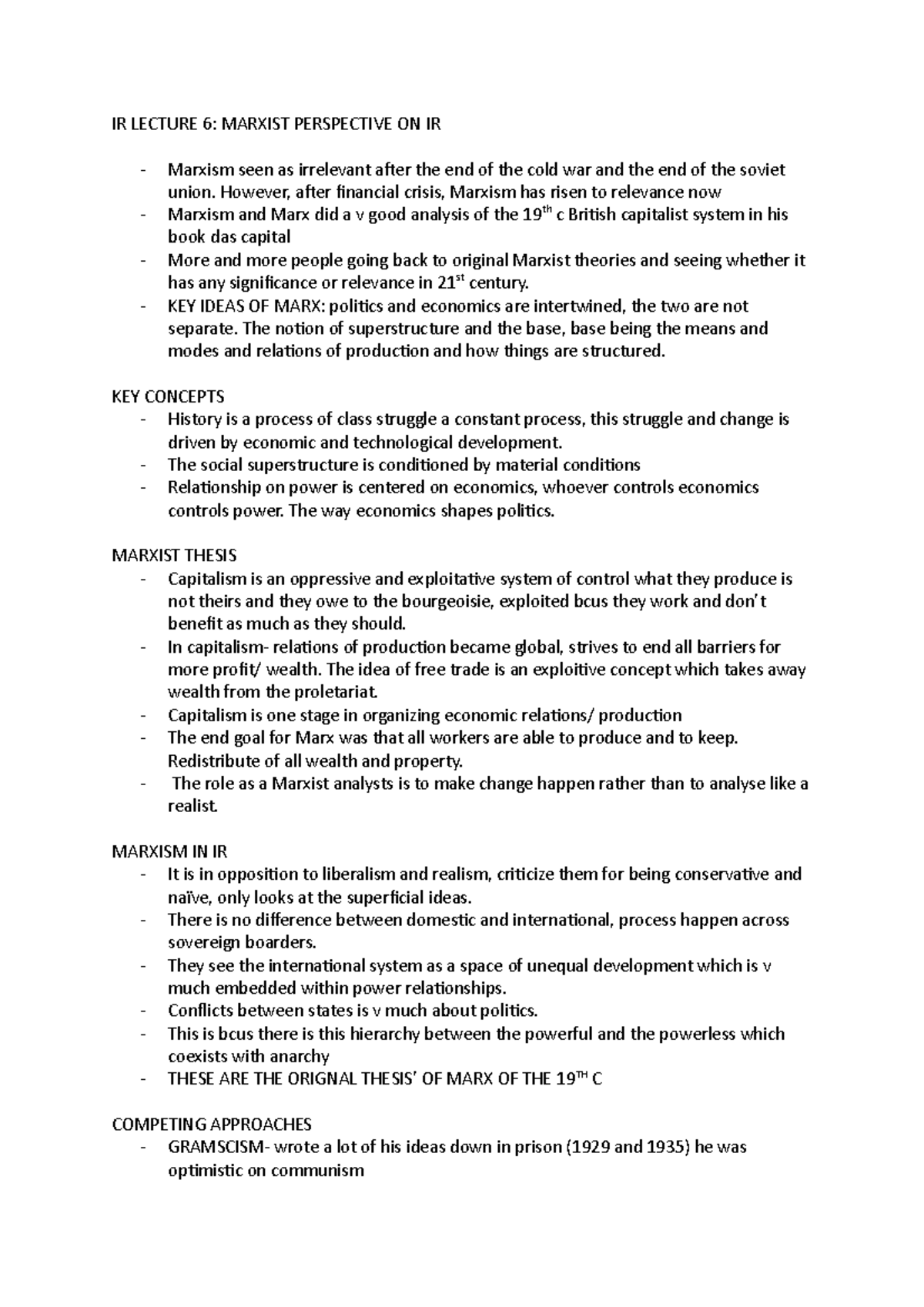 IR Lecture 6 - introduction to international relations - IR LECTURE 6 ...