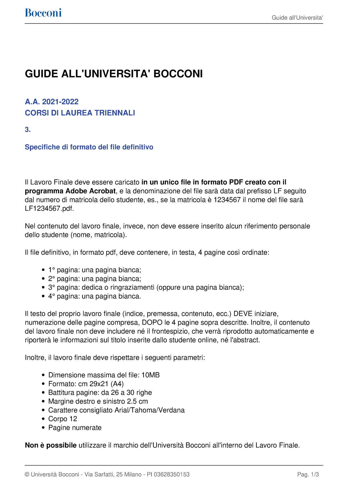 thesis guidelines bocconi