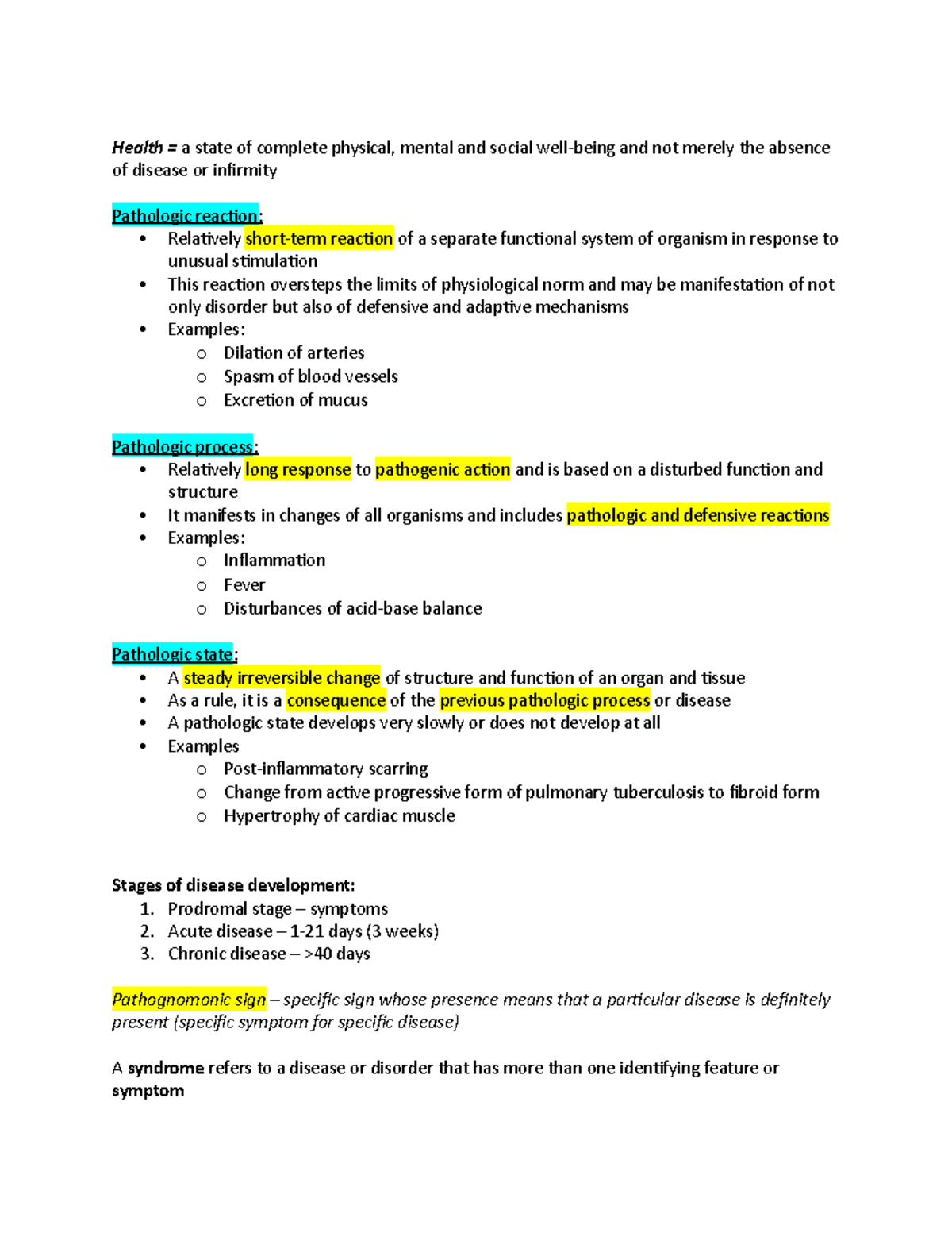 Health and stages of development notes - Health = a state of complete ...