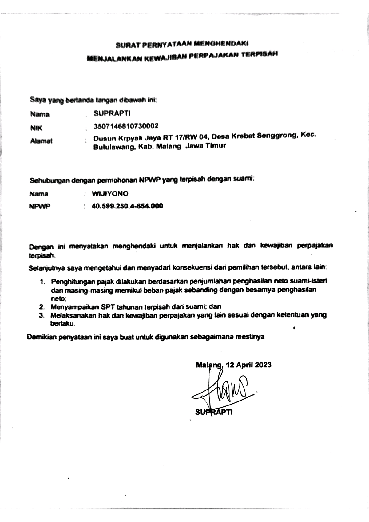 Surat Pernyataan - Informasi - Rancangan Percobaan Untuk Teknologi ...