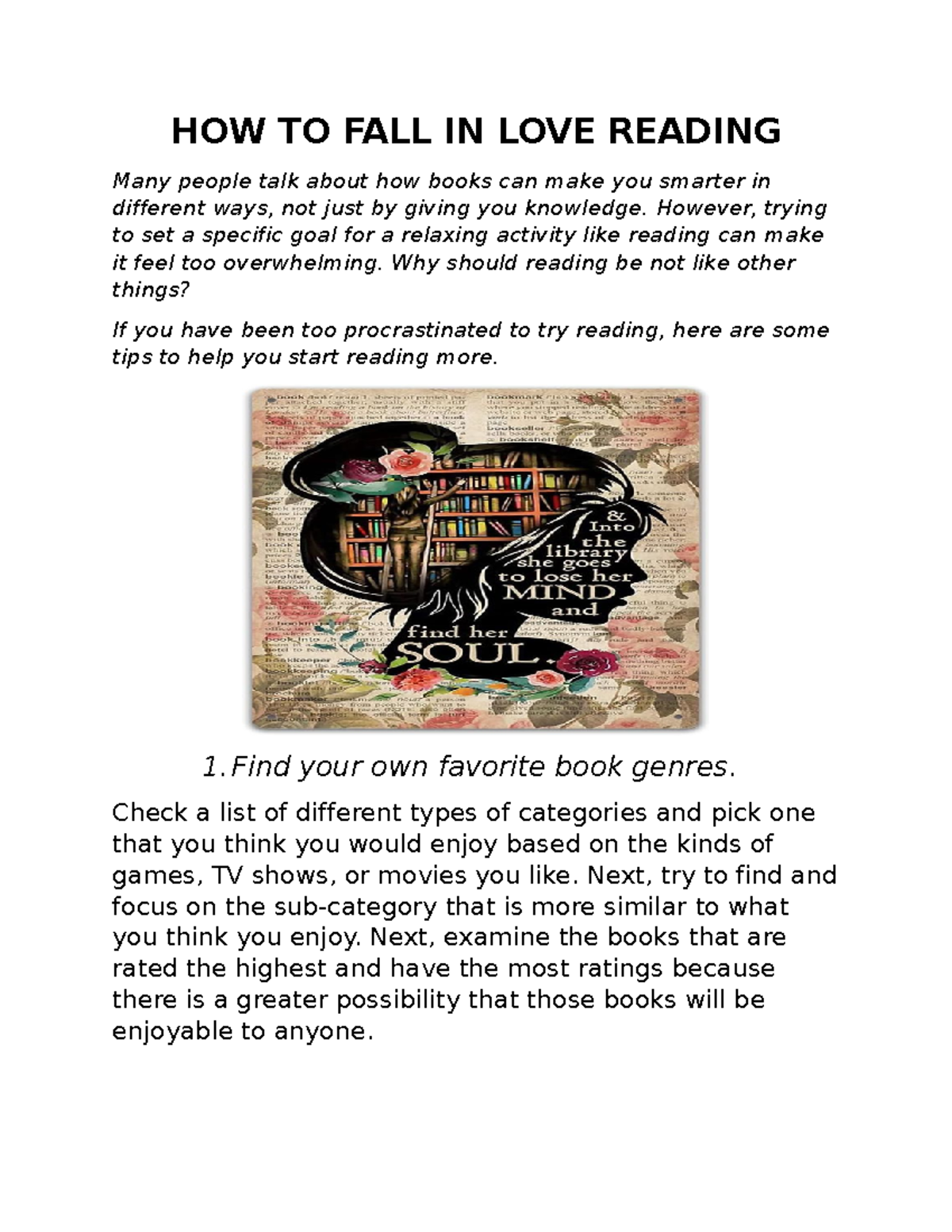 HOW TO FALL IN LOVE Reading - HOW TO FALL IN LOVE READING Many people ...