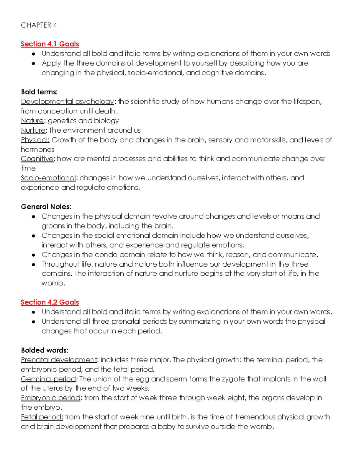 Ch 4 Psychology Outline - CHAPTER 4 Section 4 Goals Understand All Bold ...