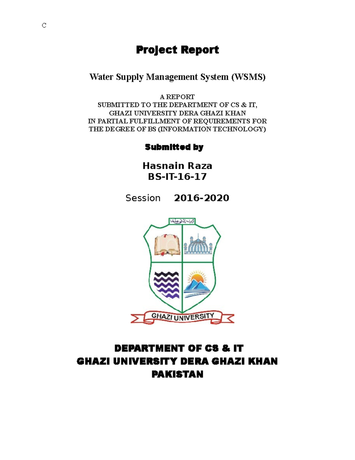 WSMS documentation - final year project - C Pr oject R epor t Water ...