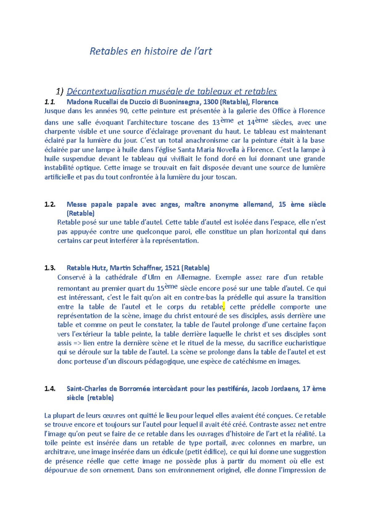 Evolution Retable - Retables en histoire de l’art 1 ...