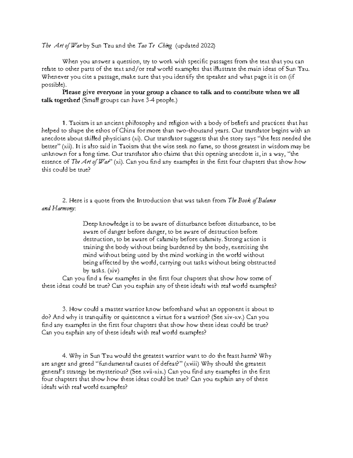 Art of War study guide questions The Art of War by Sun Tzu and the