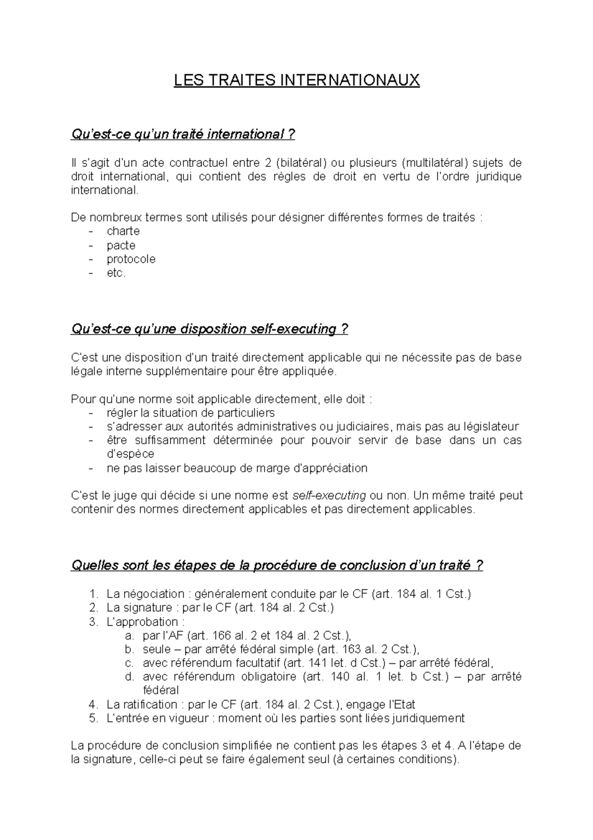 Les traités internationaux - LES TRAITES INTERNATIONAUX Qu’est-ce qu’un ...