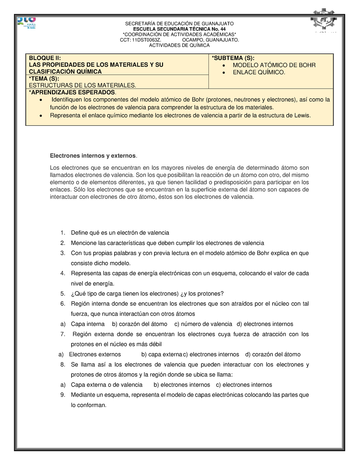 Modelo Atómico DE BOHR - BOHR - SECRETARÍA DE EDUCACIÓN DE GUANAJUATO  ESCUELA SECUNDARIA TÉCNICA No. - Studocu