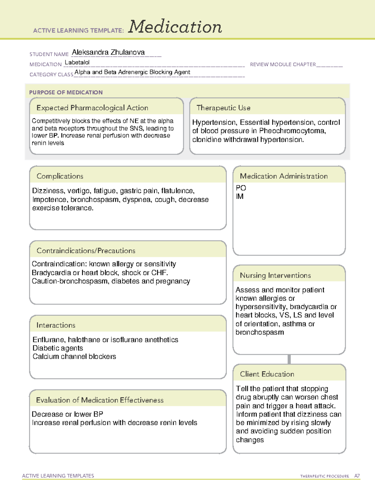 Labetolol - Drug Templates - ACTIVE LEARNING TEMPLATES THERAPEUTIC ...