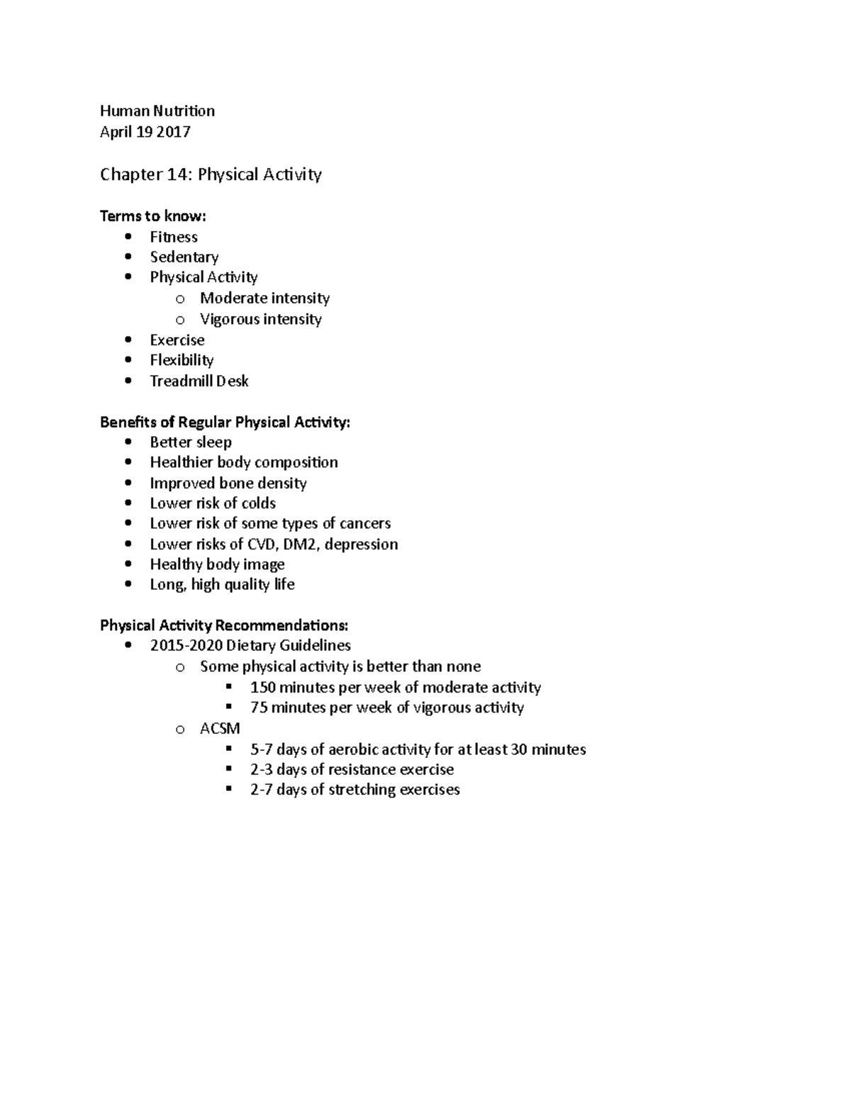 NHM Chapter 14 - Lecture notes 14 - Human Nutrition April 19 2017 ...