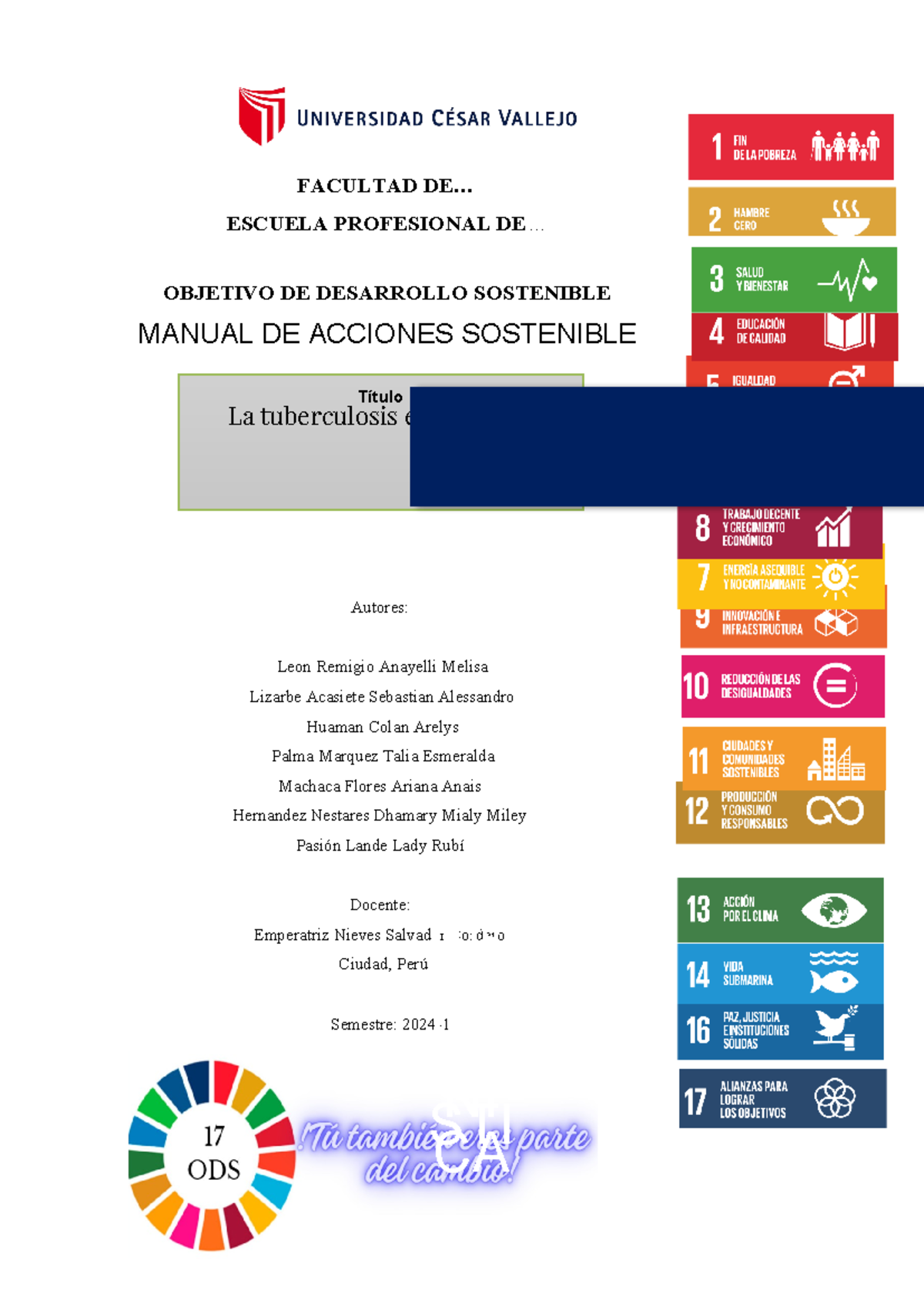 Manual de acciones sostenibles Grupo 6 (avance) - Título FACULTAD DE ...