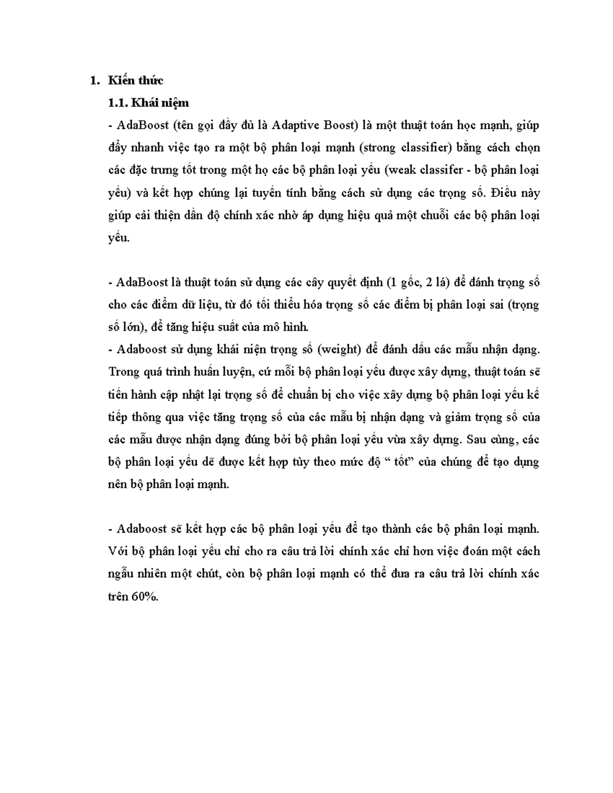 Adaboost 1 - 1. Kiến Thức 1. Khái Niệm - AdaBoost (tên Gọi đầy đủ Là ...