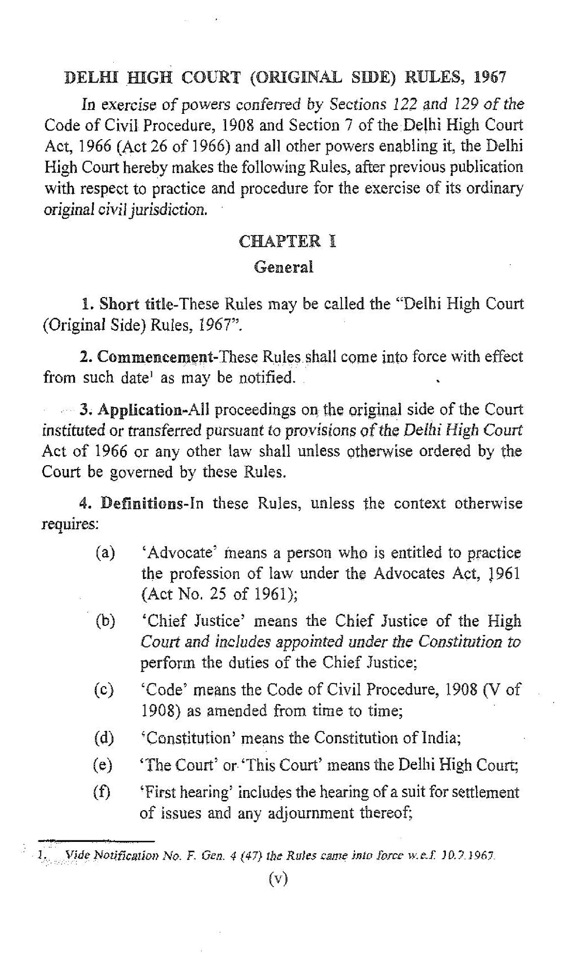 Delhi High Court (original Side) Rules, 1967 - In Exercise Of Powers ...