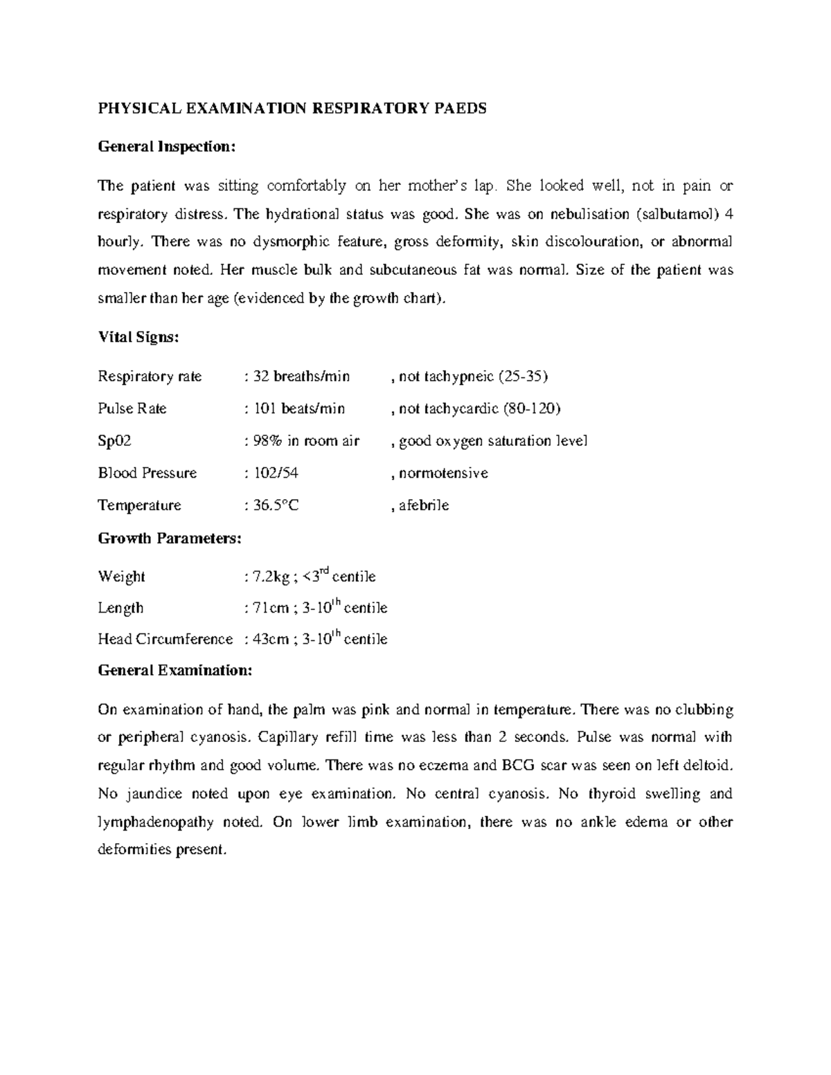 PE Paeds Respi Script 3 - PHYSICAL EXAMINATION RESPIRATORY PAEDS ...