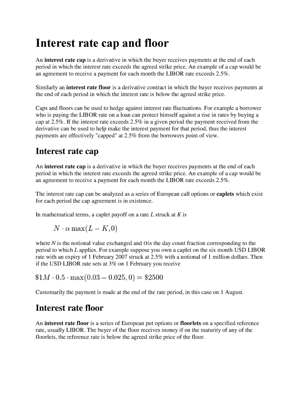 assignment of interest rate cap agreement