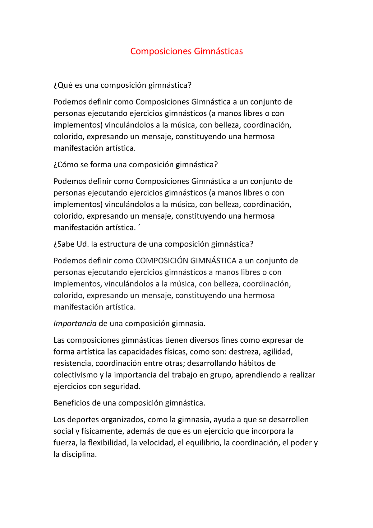 Composiciones Gimnásticas. - ¿Cómo Se Forma Una Composición Gimnástica ...