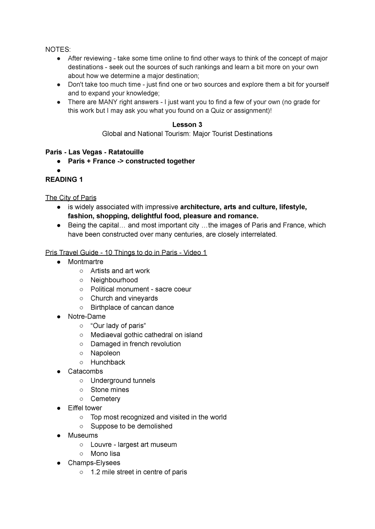 Lecture 3 - Global - NOTES: After reviewing - take some time online to ...