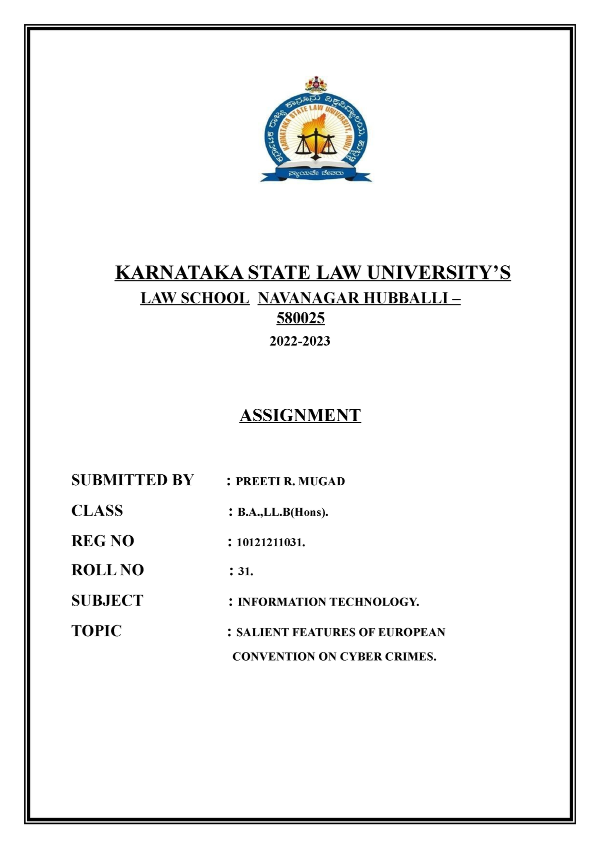 kslu assignment format