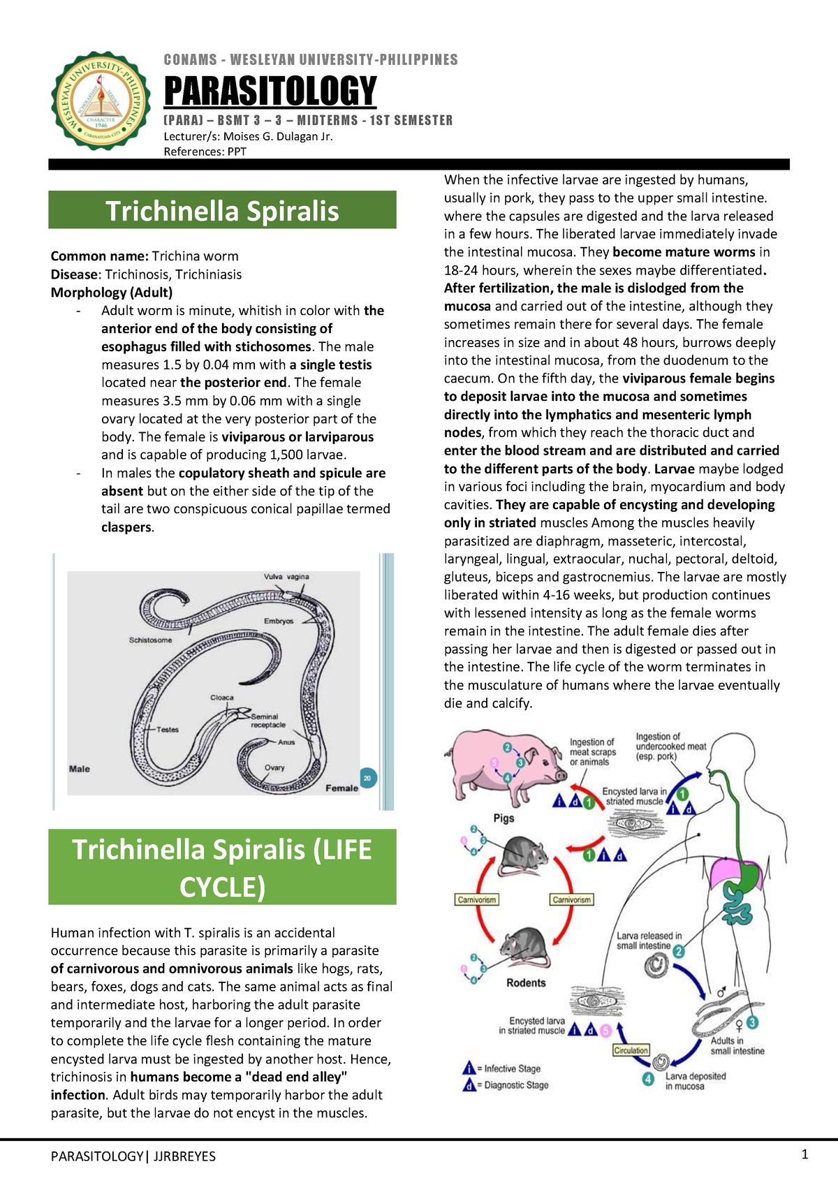 phd thesis topics in parasitology