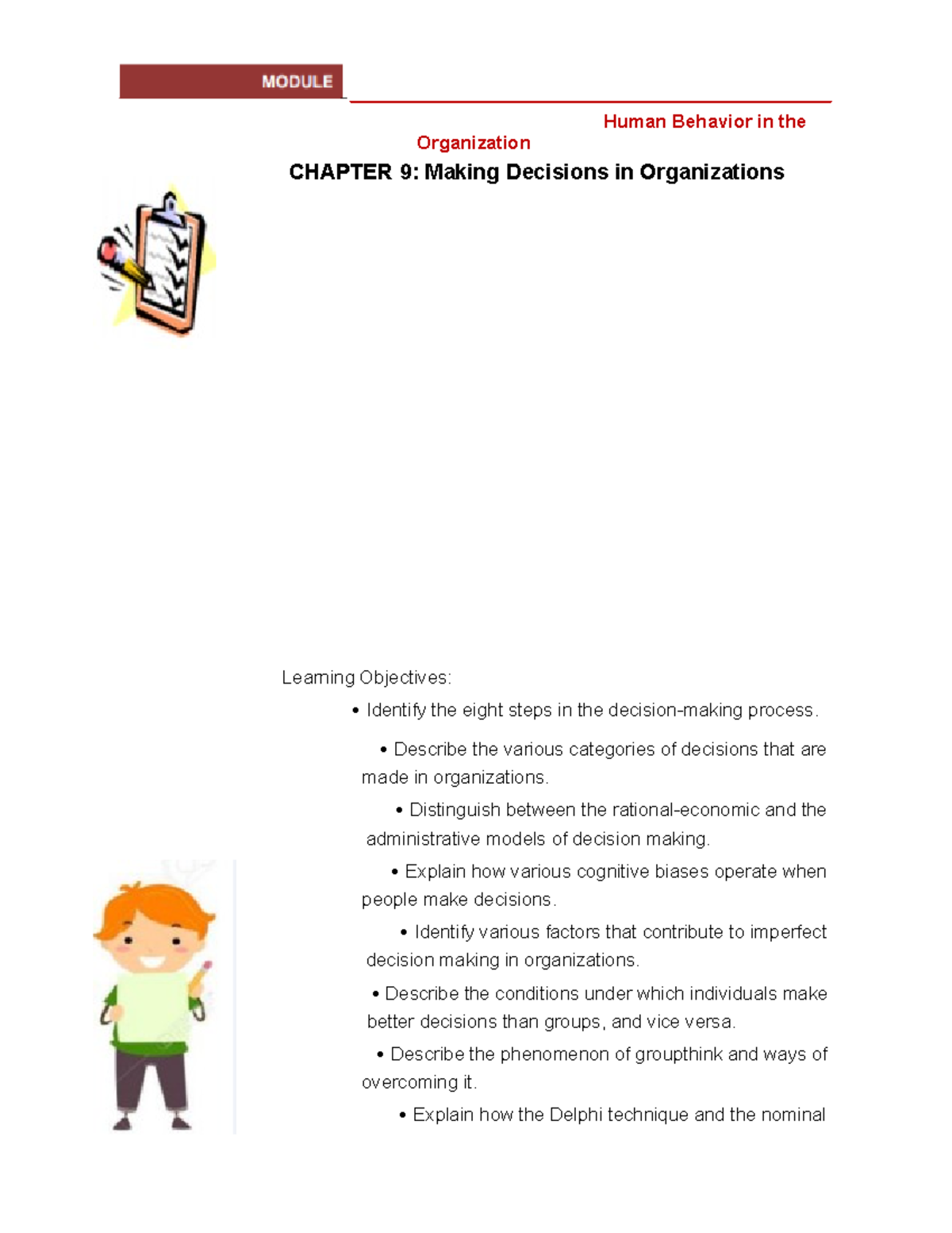 Chapter 9 - Making Decisions in Organizations