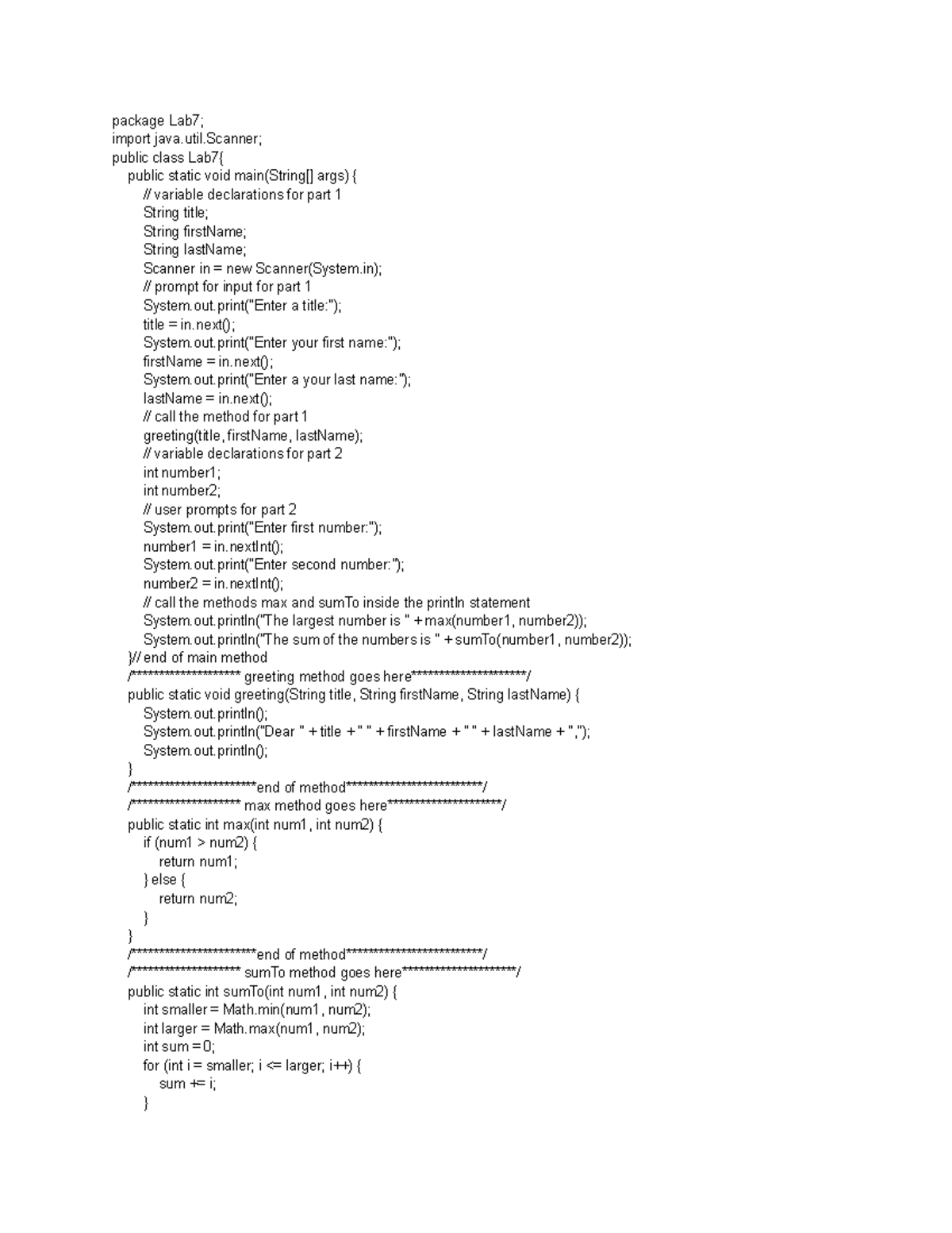 Lab7 - Lab 7 - Package Lab7; Import Java.util; Public Class Lab7 ...