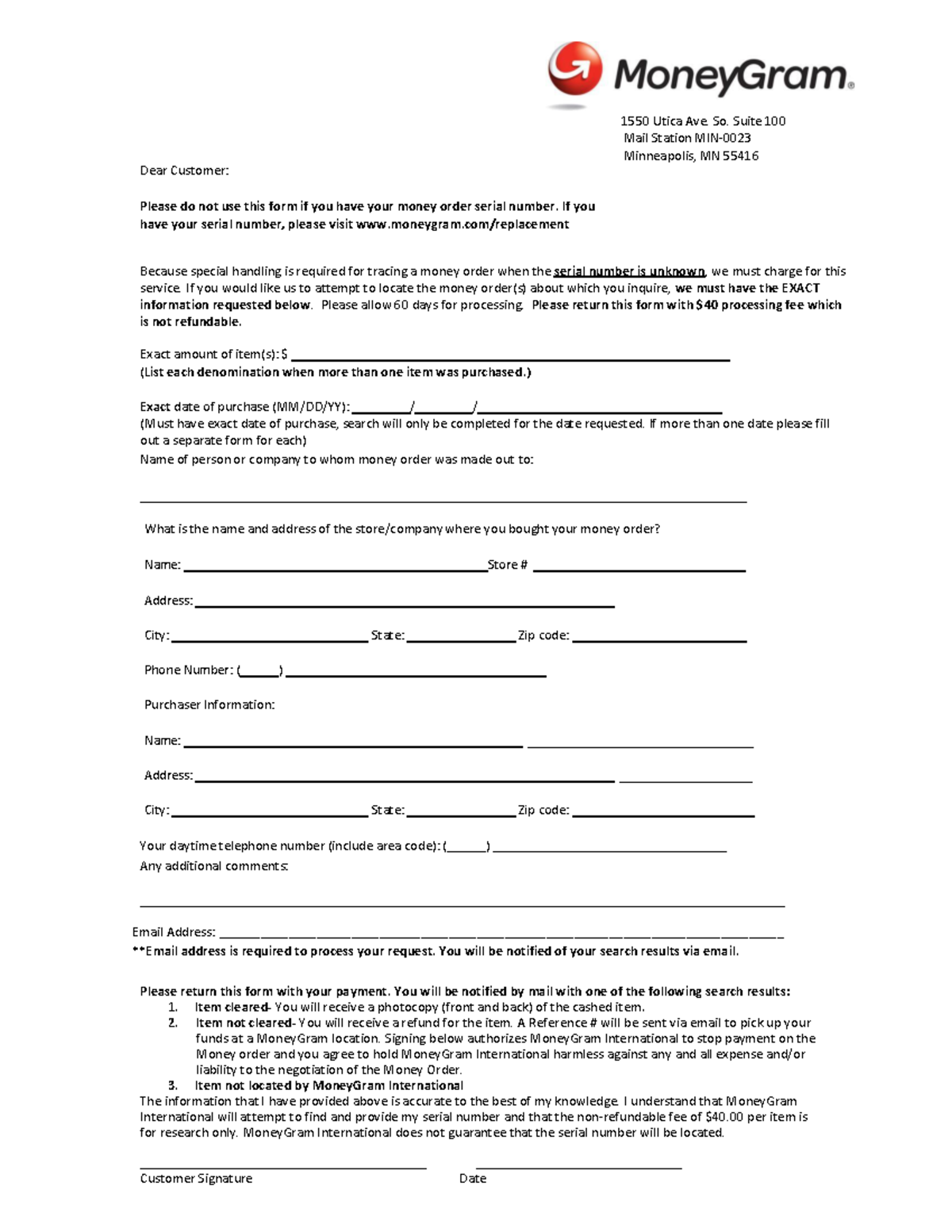 MO Search form English - Dear Customer: Please do not use this form if ...