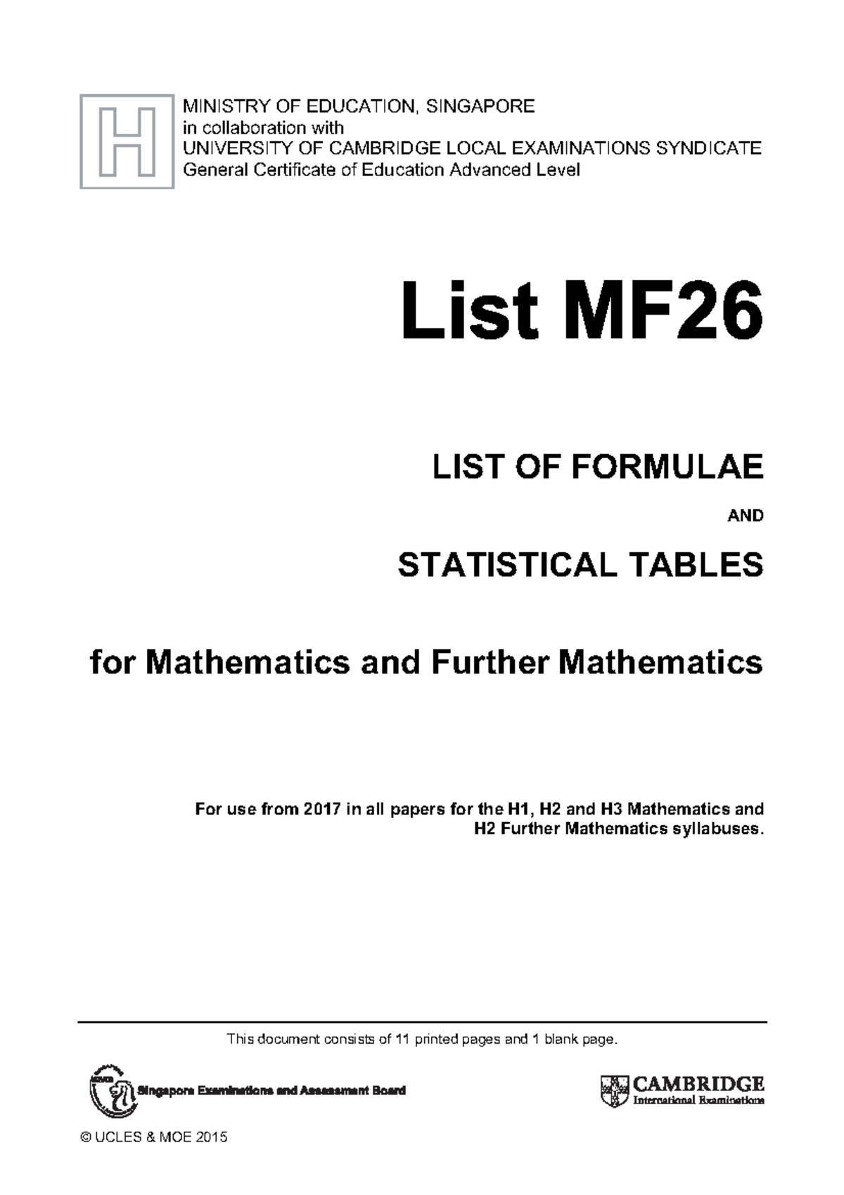 List mf26 y22 sy - MF26 - This document consists of 11 printed pages ...