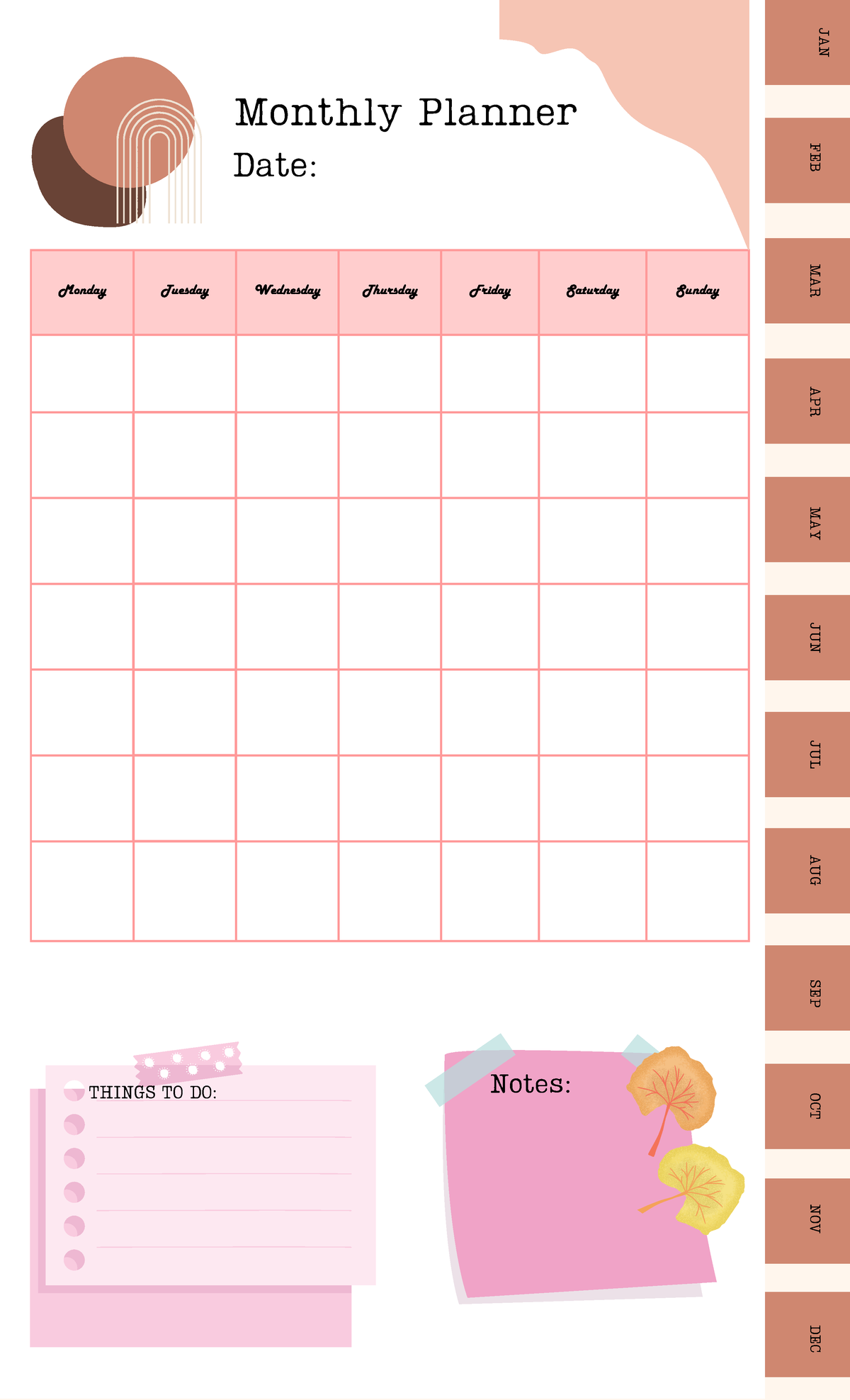 Monthly Planner(8.5 x 14 in)) - FEB MAR APR MAY JUN JUL AUG SEP OCT NOV ...