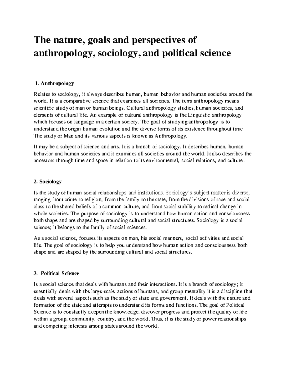 USCP-1ST - The nature, goals and perspectives of anthropology ...