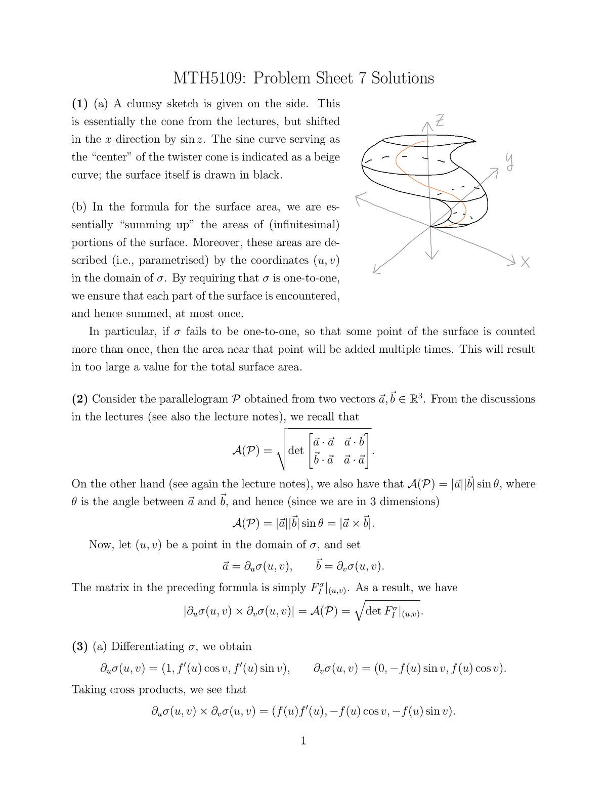 Mth5109 16 17 Problem Sheet 7 Solutions Qmul Studocu