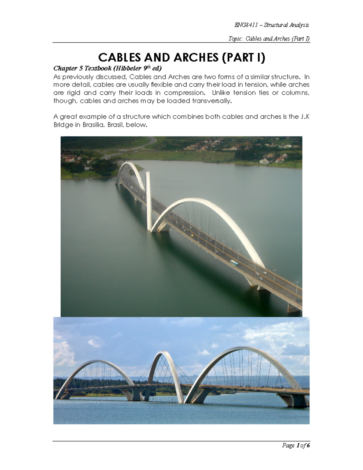 ENG8411 Structural Analysis Topic: Cables And Arches (Part I) - Studocu