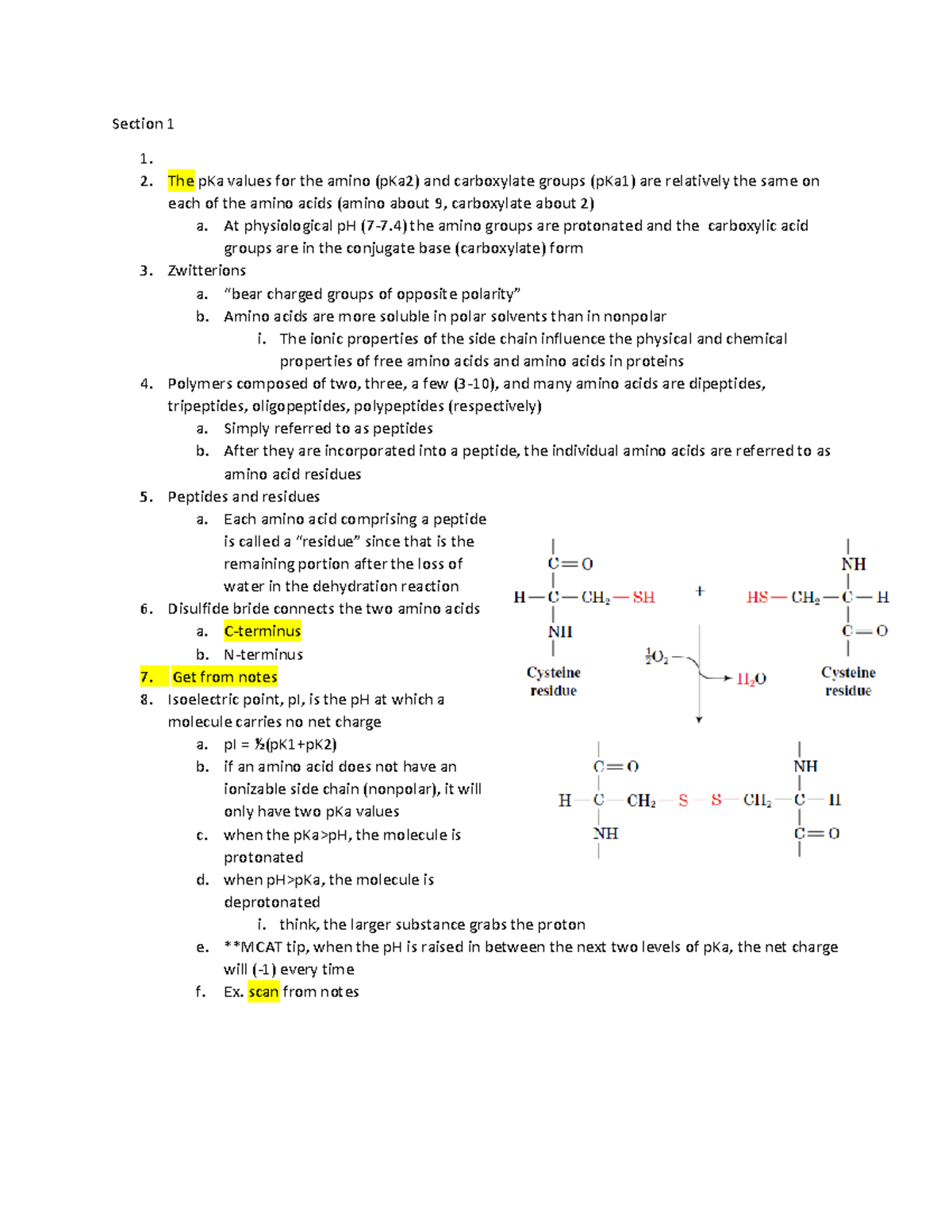 Cpt 4 GN - Biochemistry I w Dr Strickland - Section 1 The pKa values ...