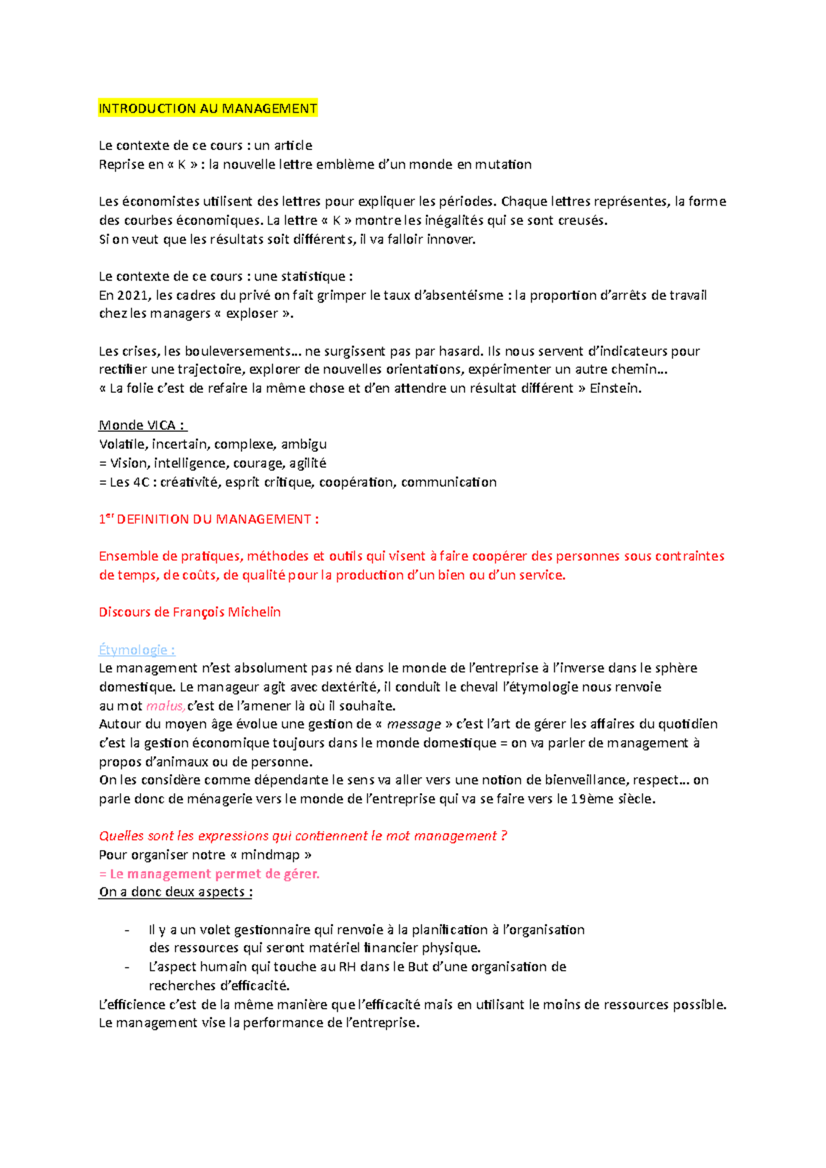 Introduction Au Management Cours Lecture Notes Introduction Au Introduction Au Management Cours Lecture Notes Introduction Au