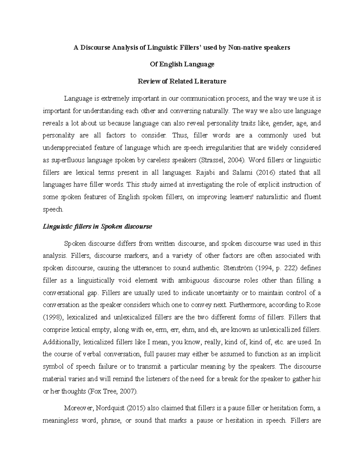 Final- Revised-RRL - A Discourse Analysis of Linguistic Fillers’ used ...