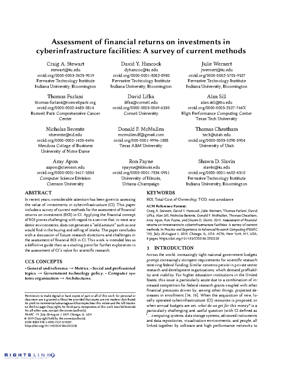 3332186 cost Assessment of financial returns on investments in