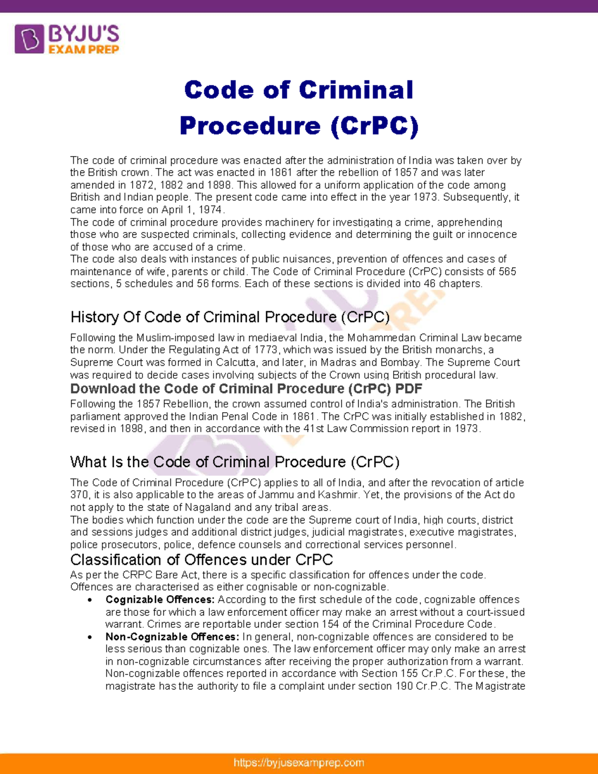 Code of criminal procedure 19 - The act was enacted in 1861 after the ...