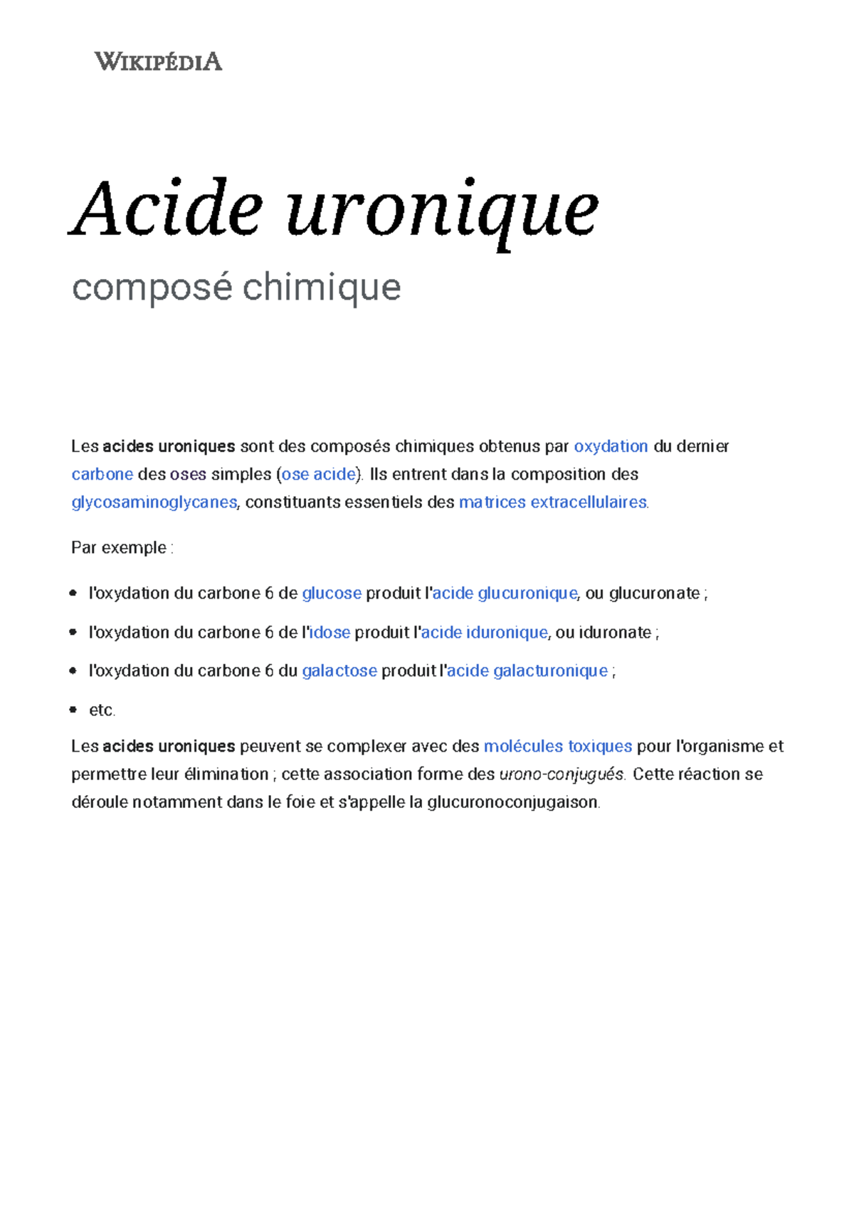 Acide uronique — Wikipédia - Acide uronique composé chimique Les acides ...