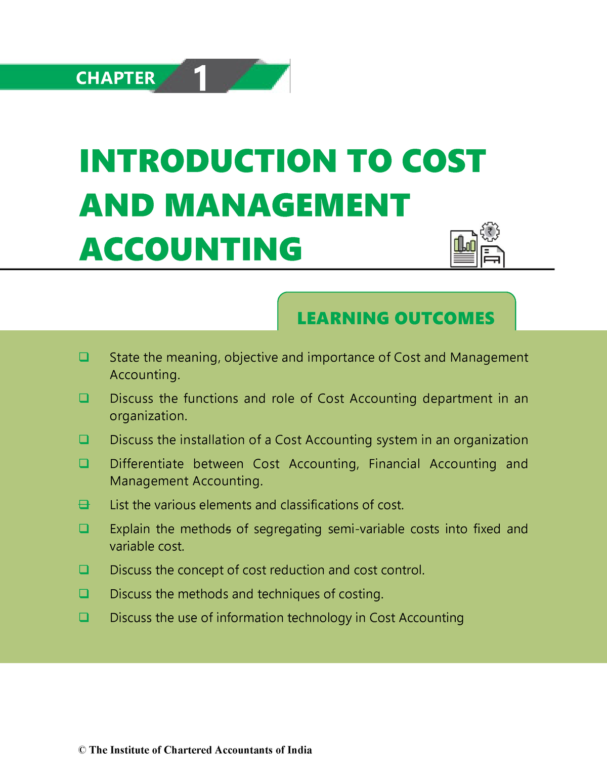 CMA CMA LEARNING INTRODUCTION TO COST AND MANAGEMENT