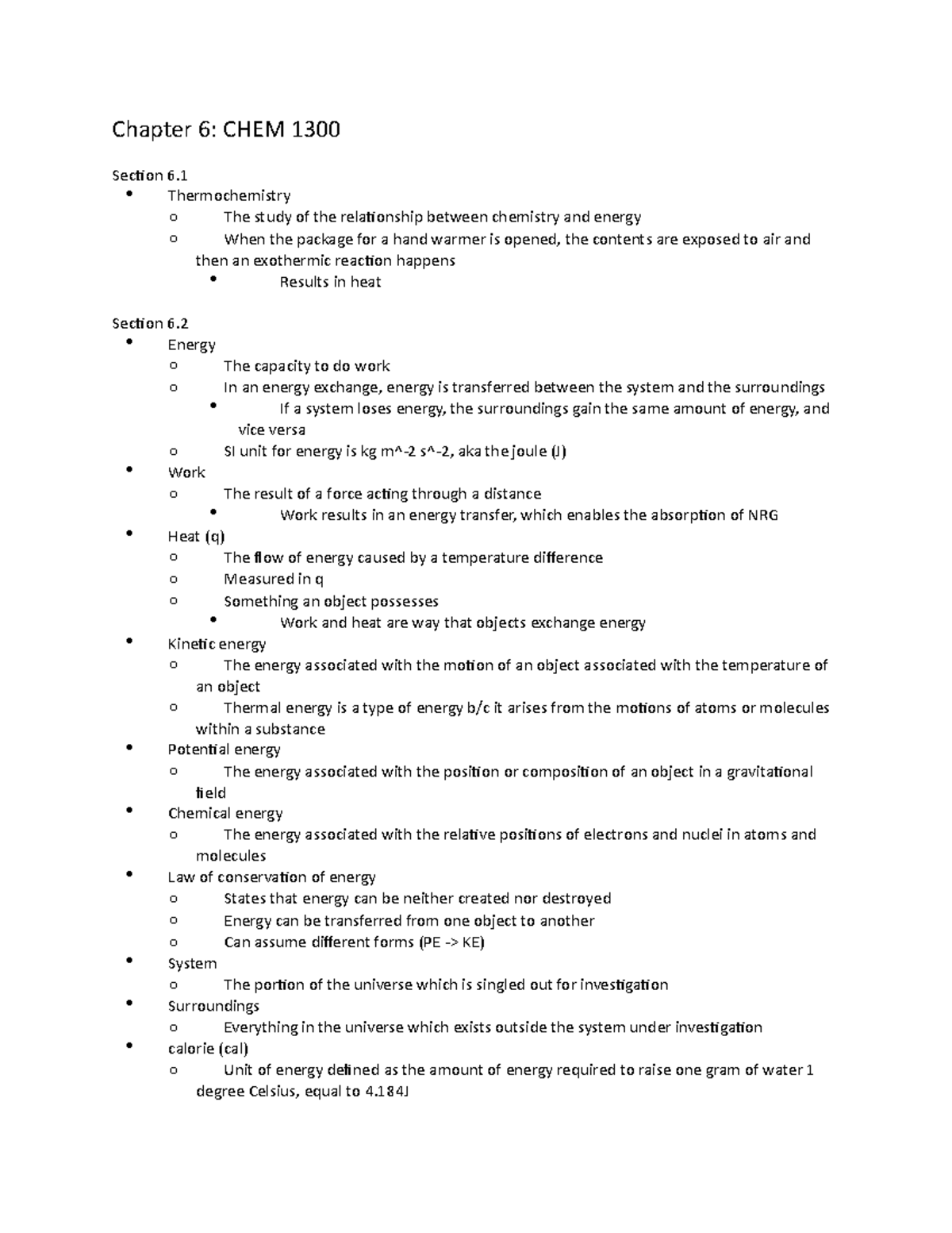 Chapter 6 - CHEM 1300 - Textbook notes - Chapter 6: CHEM 1300 Section 6 ...