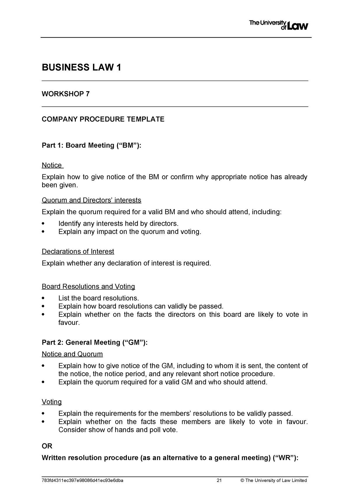 2324 Bus1 U07 Ce01 Engage Company Procedure Template - BUSINESS LAW 1 ...