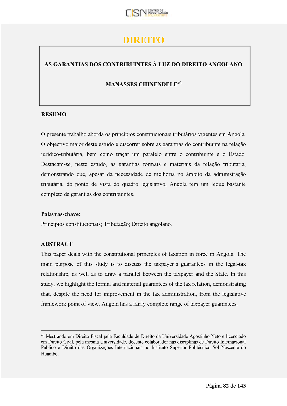 Manasses Chinendele Garantias Dos Contribuintes No Ordenamento Jurídico Angolano Direito 0171