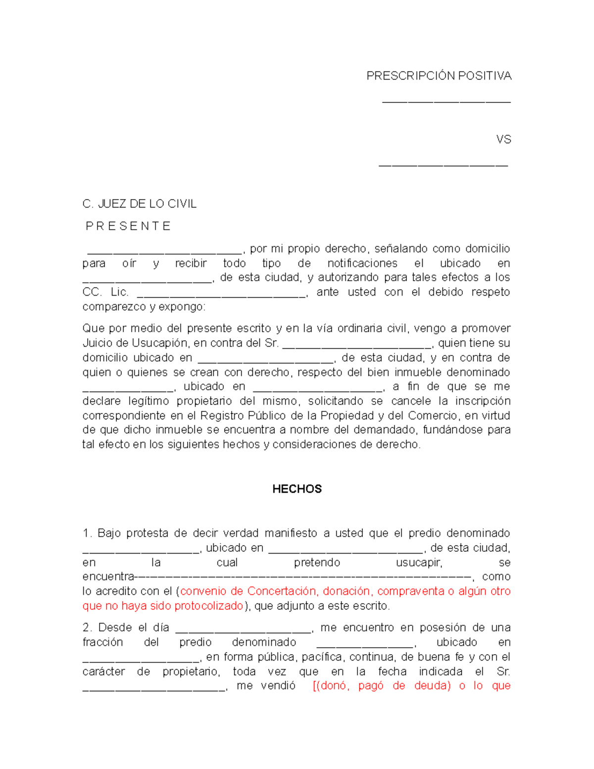 Prescripción Positiva. Usucapión - PRESCRIPCIÓN POSITIVA ...