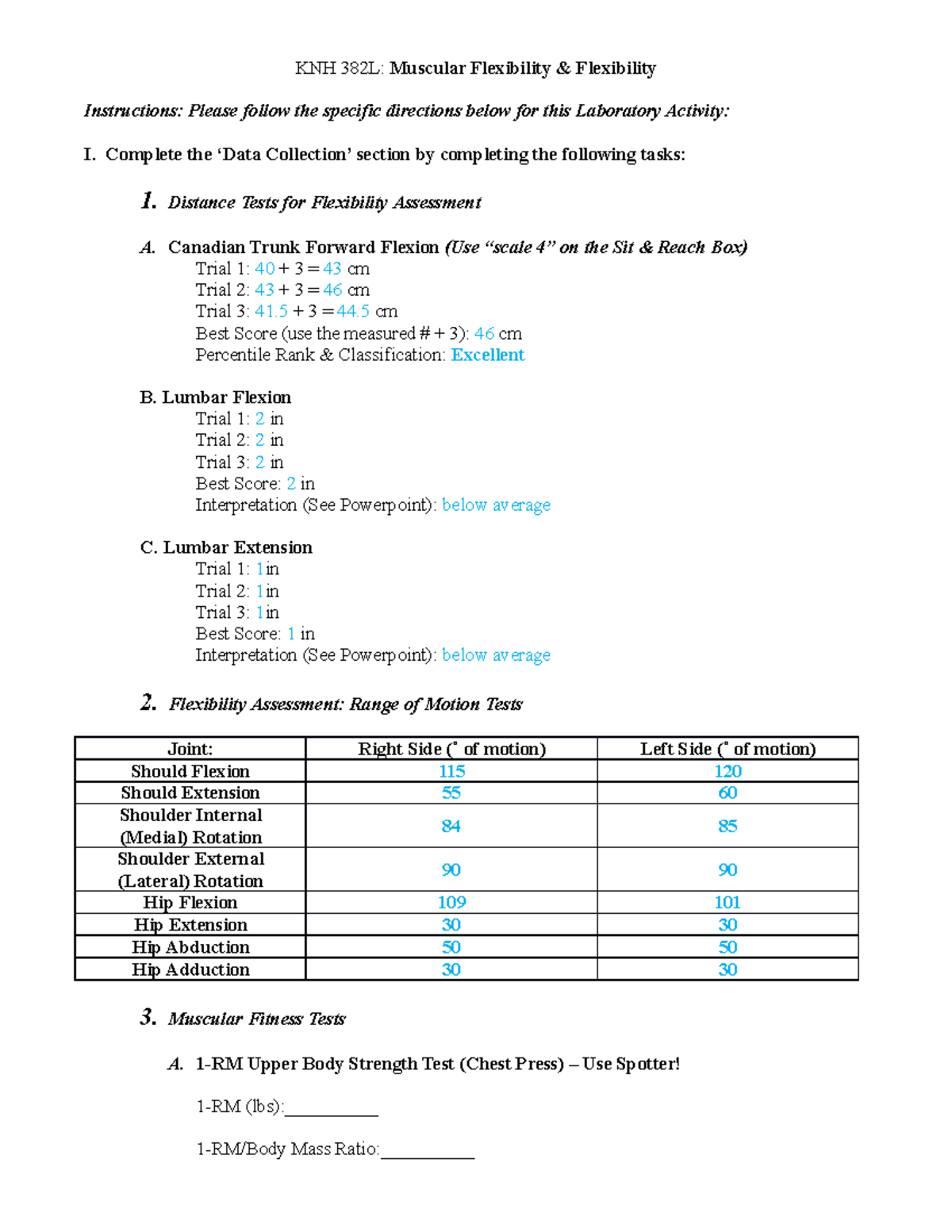 Week 7 Data Collection Form - KNH 382L: Muscular Flexibility ...