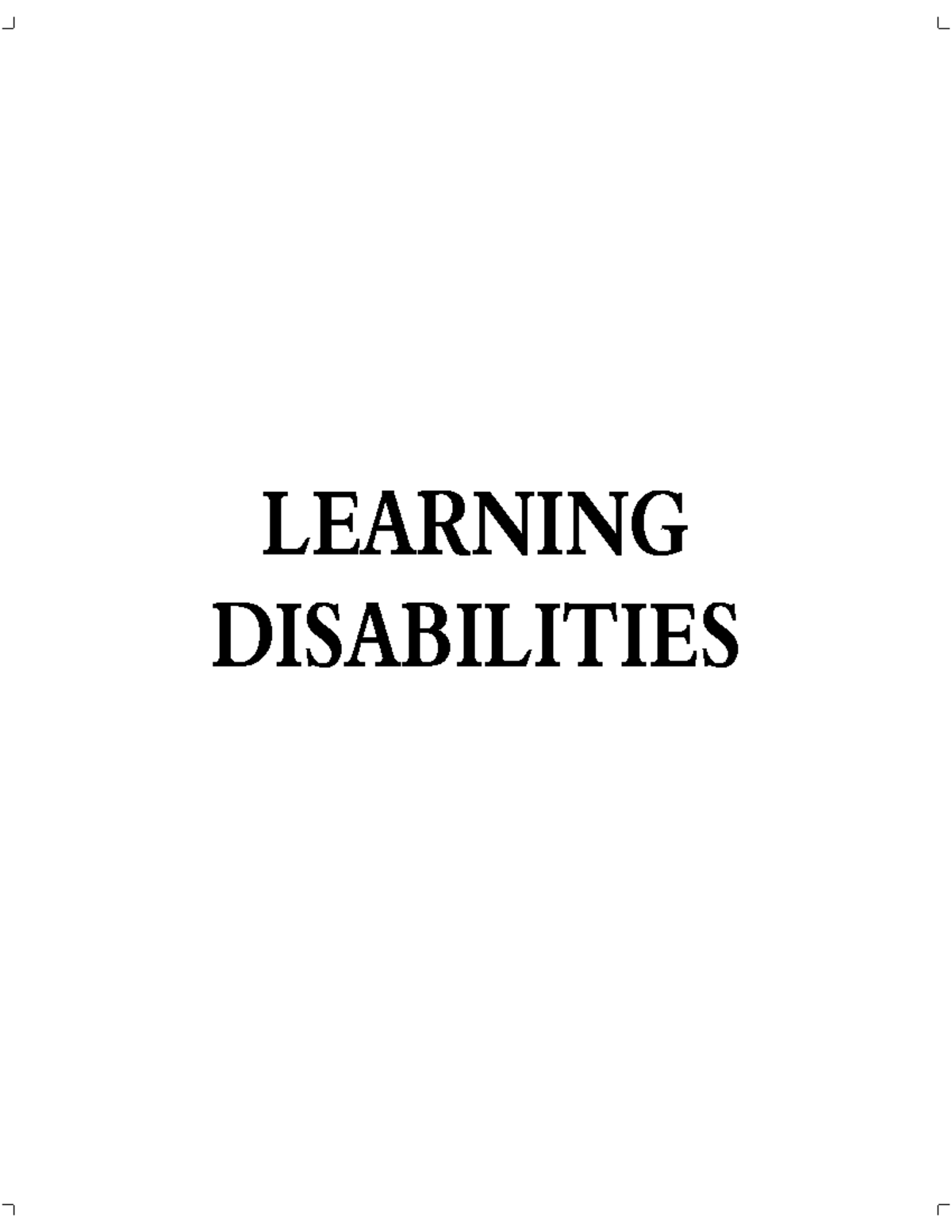 Learning disabilities ,RCI document - LEARNING DISABILITIES Chapter 1 ...