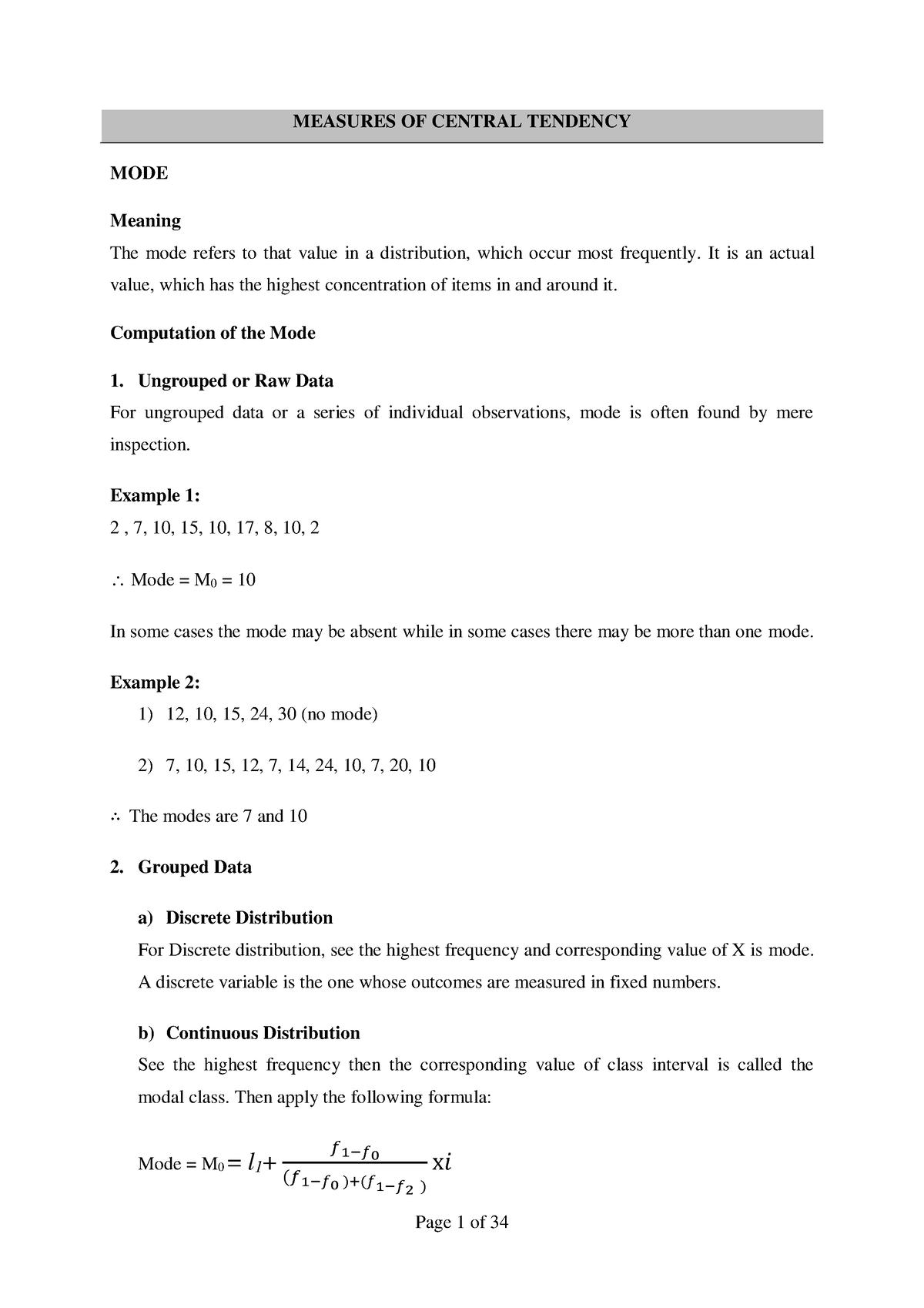 business-statistics-notes-measures-of-central-tendency-mode-meaning