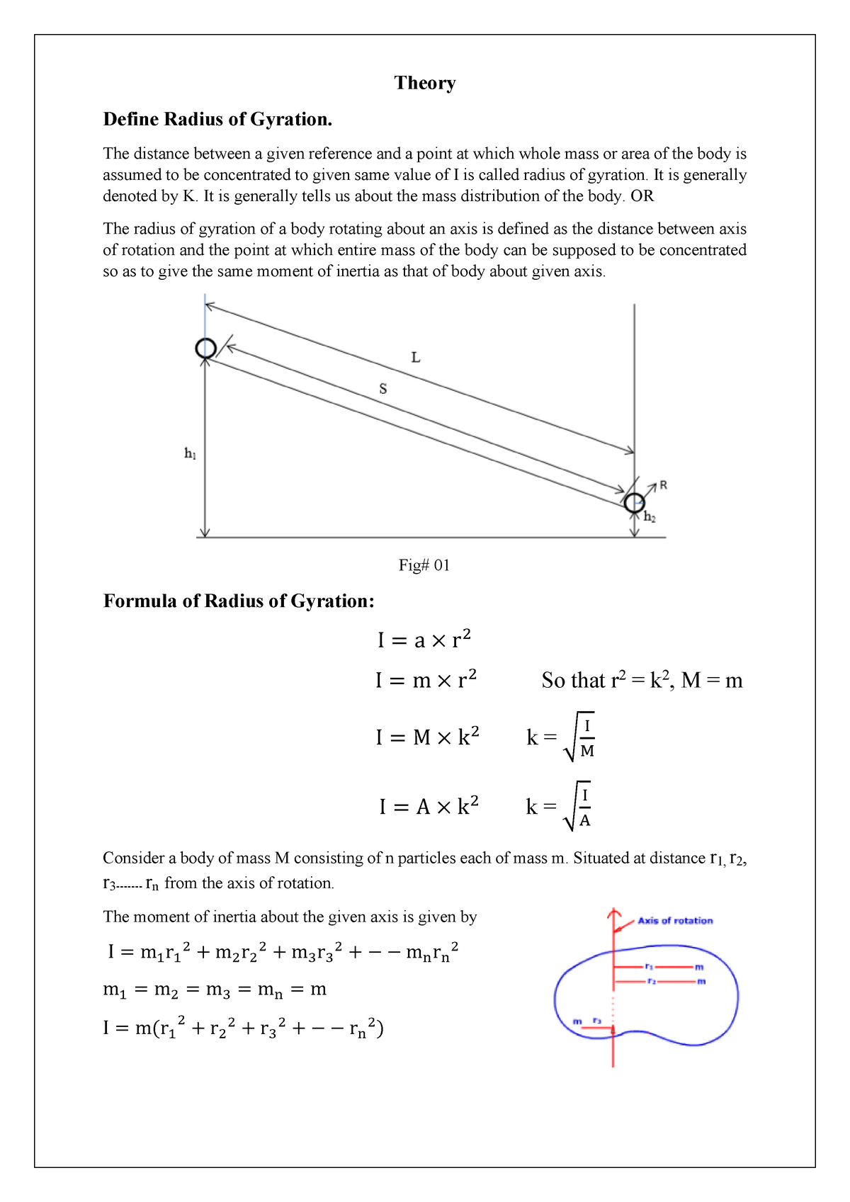 Radius Of Gyration Engineering Mechanics Lab Theory For Helping Made A Particles Theory