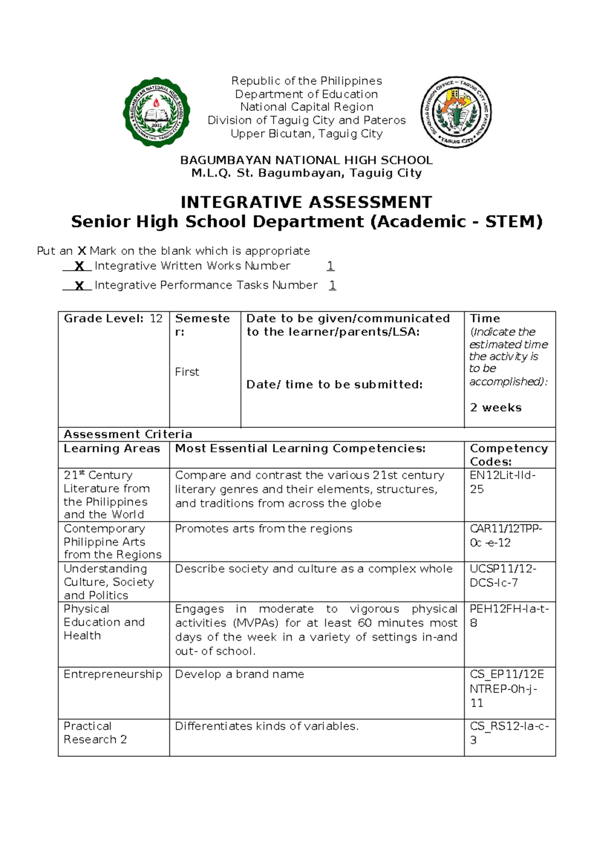 STEM Integrative-Assessment-stud - Republic of the Philippines ...