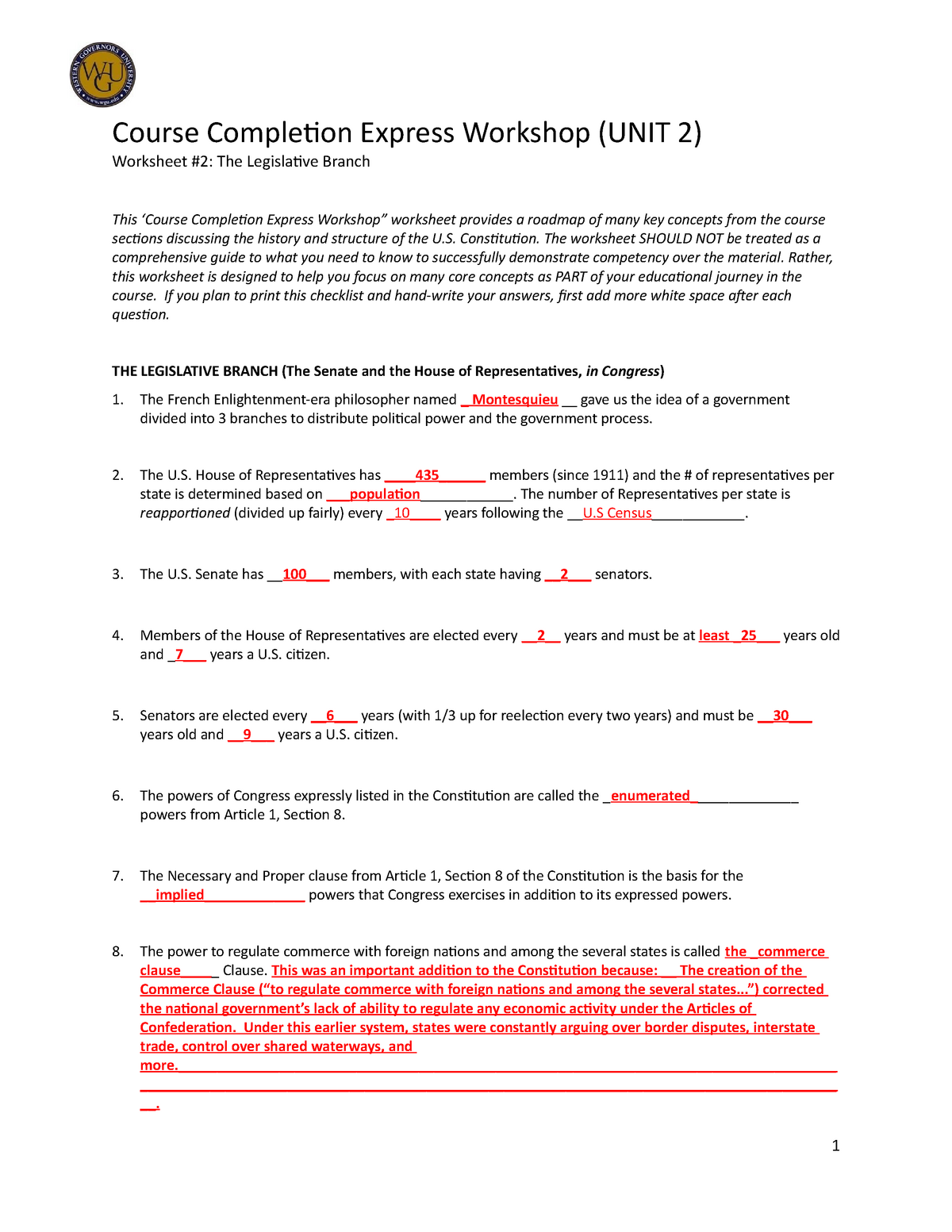 Legislative Branch Worksheet - C21 - American Politics and US With Regard To Anatomy Of The Constitution Worksheet