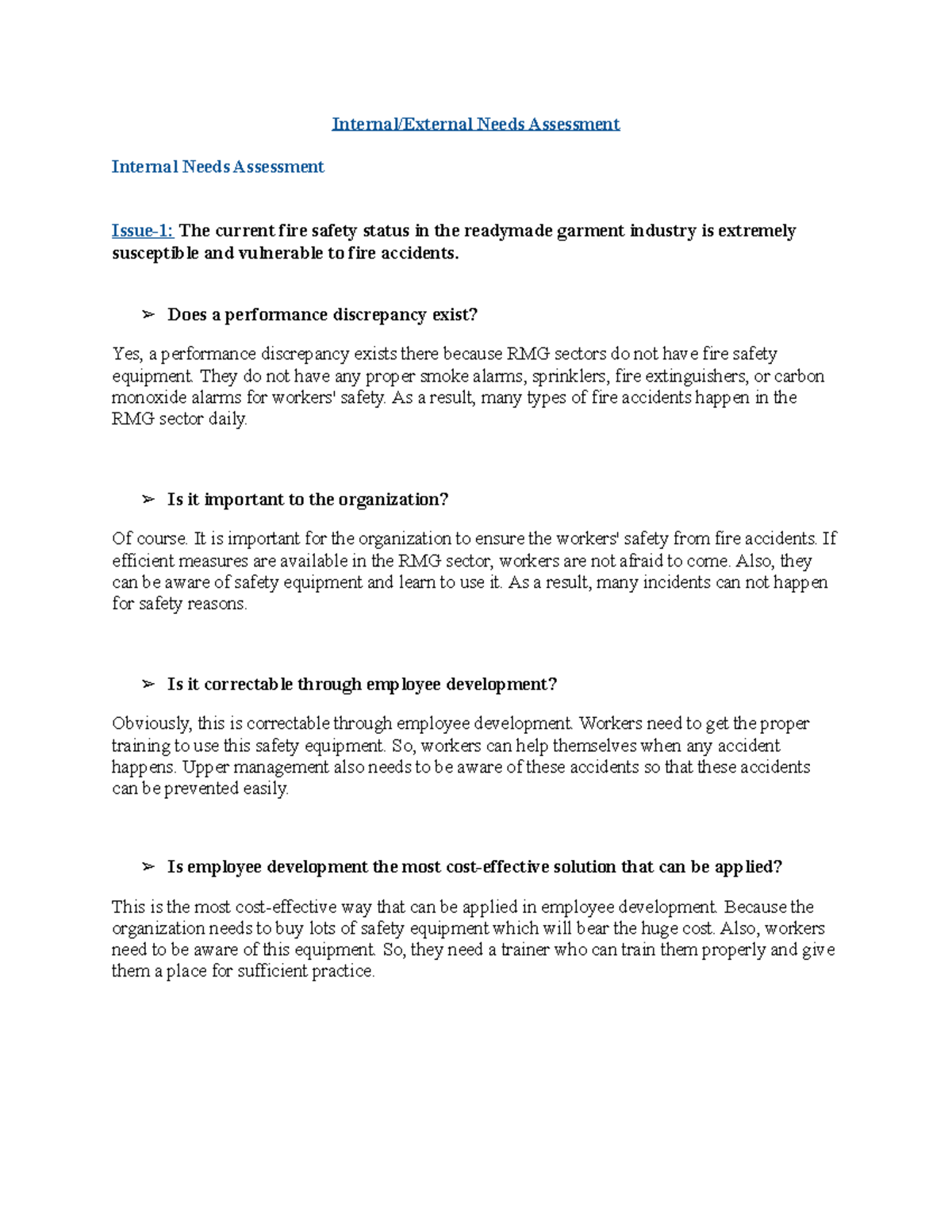 Internal External Needs Assessment Internal/External Needs Assessment