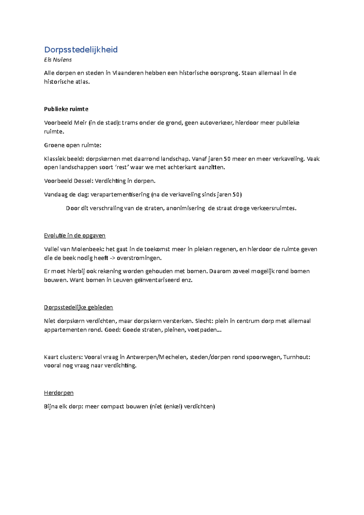 RBP. Gastcollege 2 Dorpsstedelijkheid Dorpsstedelijkheid Els Nulens