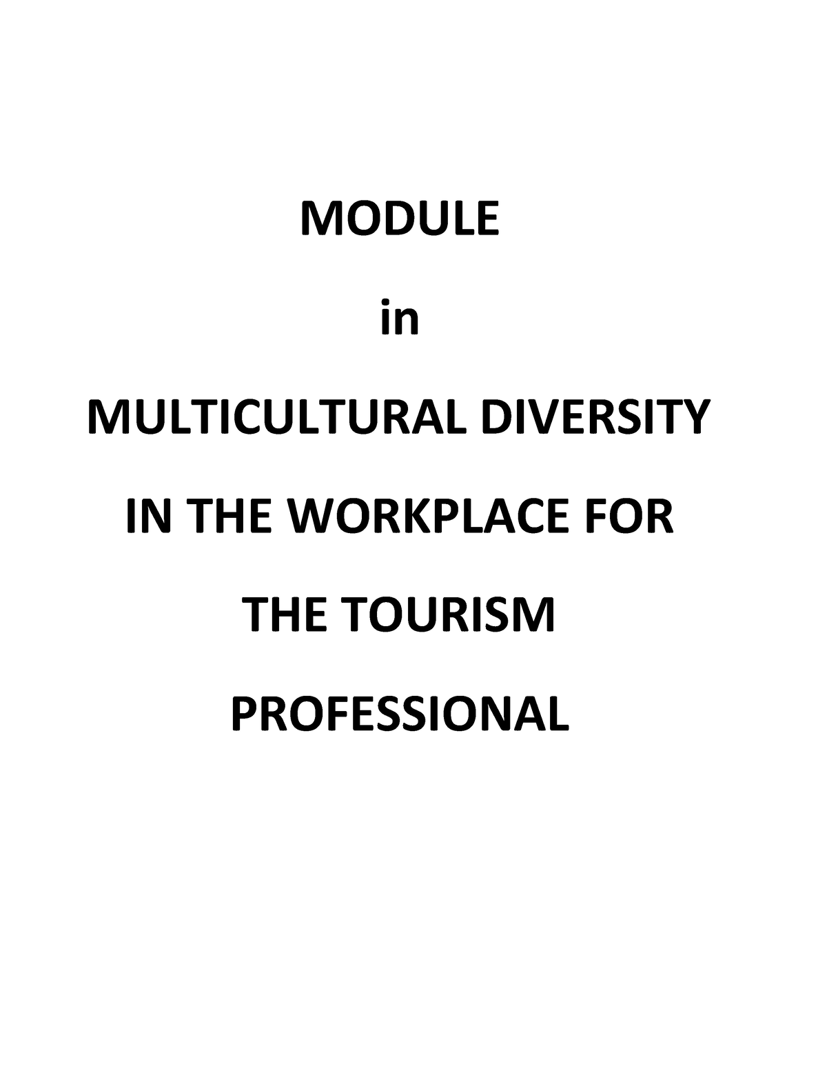 multicultural diversity among tourism related professions